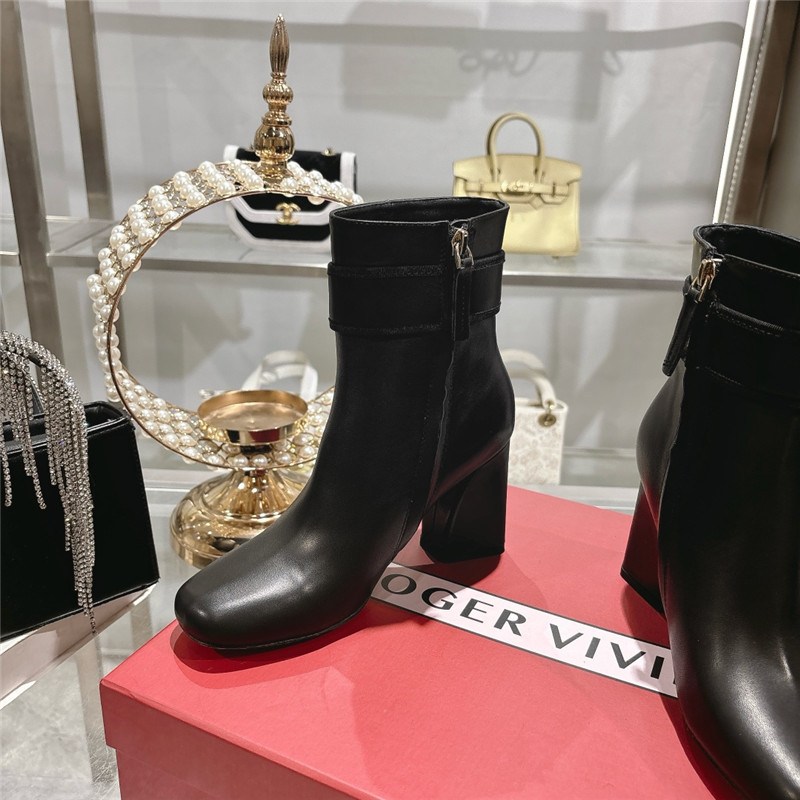 Roger Vivier Leather Buckle Ankle Booties