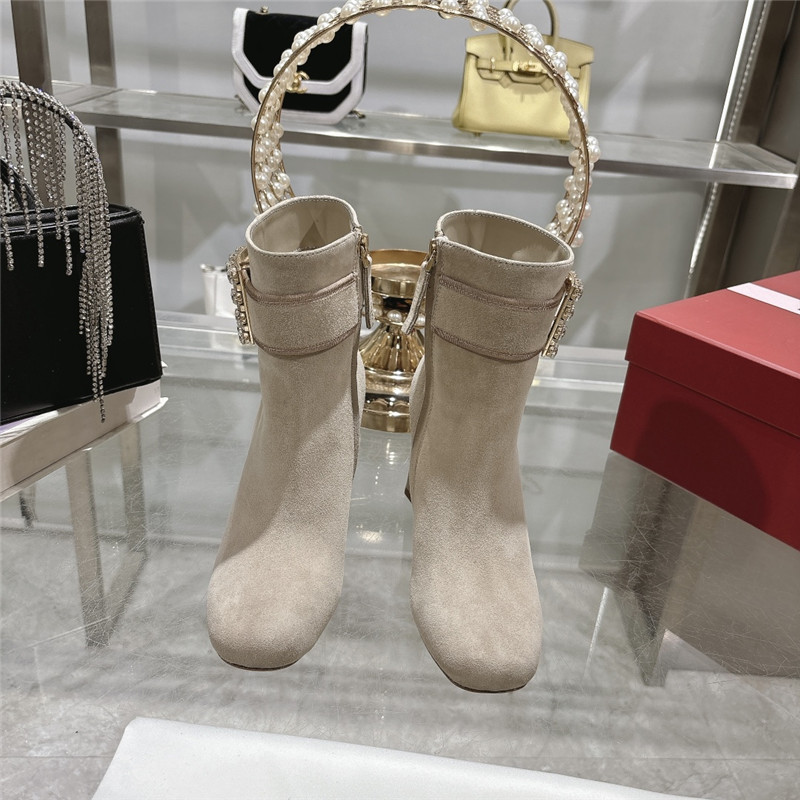 Roger Vivier Suede Buckle Ankle Booties