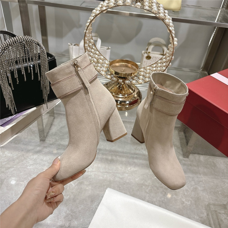 Roger Vivier Suede Buckle Ankle Booties