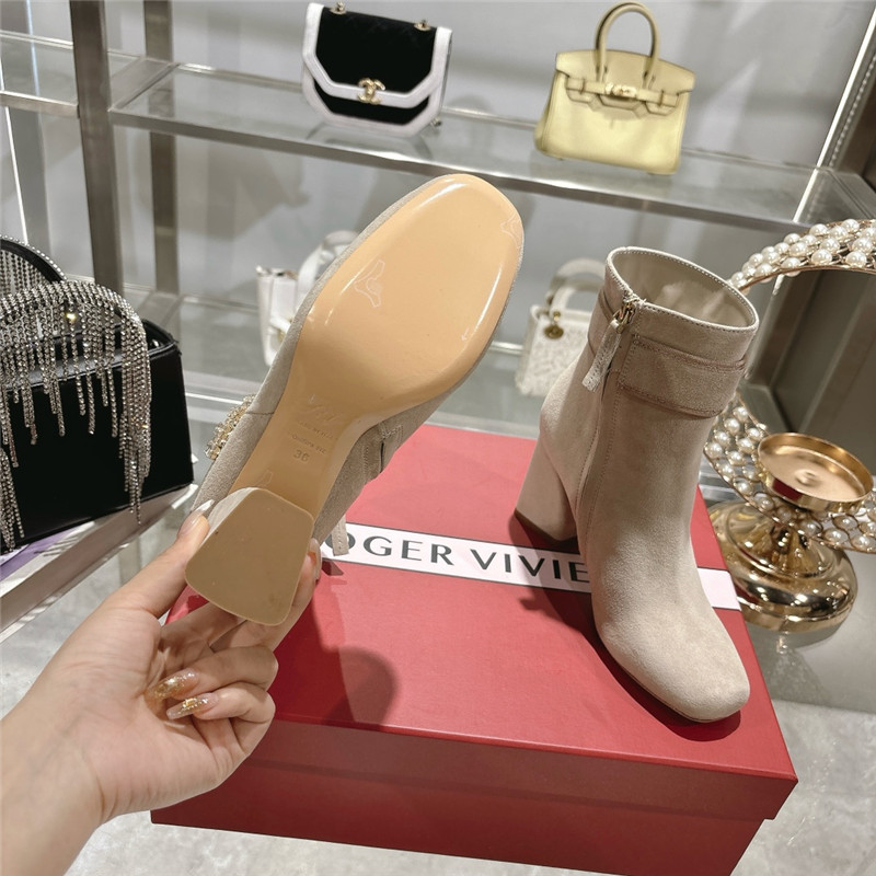 Roger Vivier Suede Buckle Ankle Booties