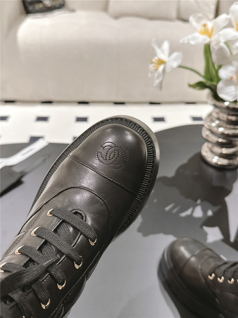 Ch**el black lace up platform high boots