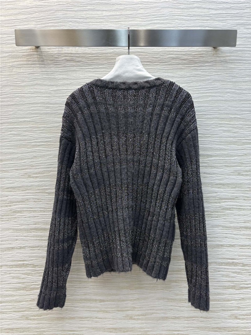 Miu Miu V-neck Rib Wool Cardigan in Grey