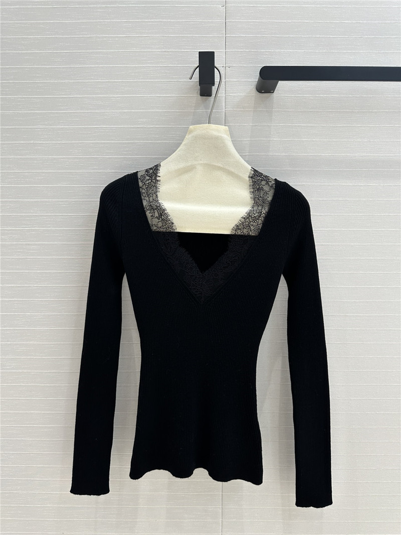 Va1e*ntin0 lace-trim wool sweater black