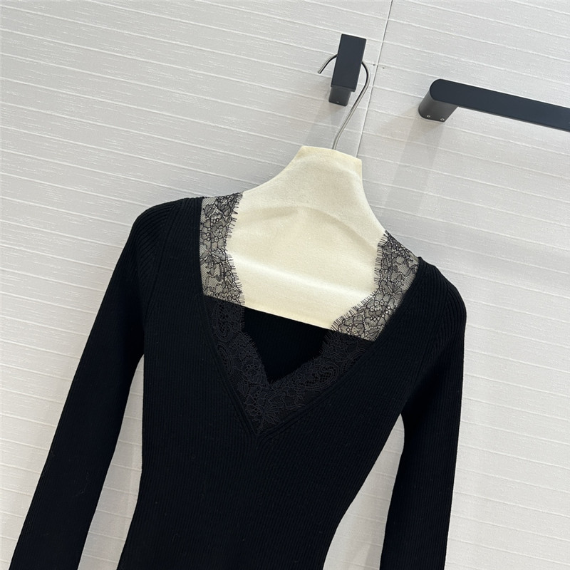Va1e*ntin0 lace-trim wool sweater black