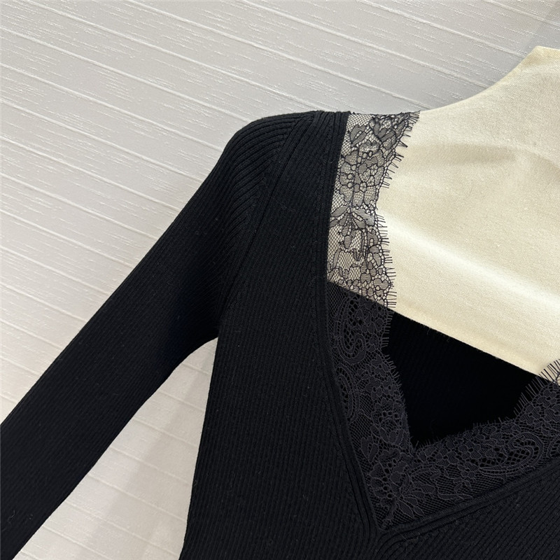 Va1e*ntin0 lace-trim wool sweater black