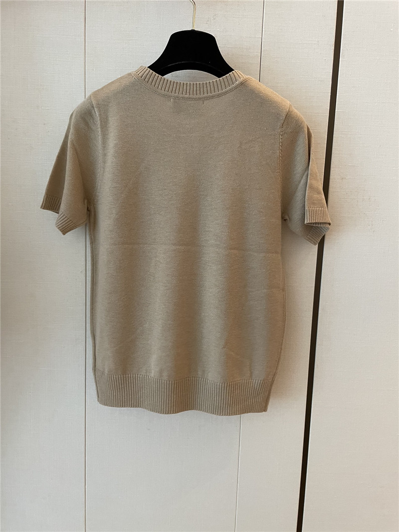 Miu Miu Logo-Intarsia Cashmere Top Beige
