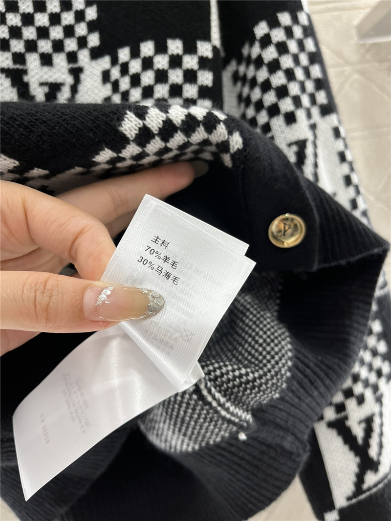 LV Check Wool Cardigan Black/White