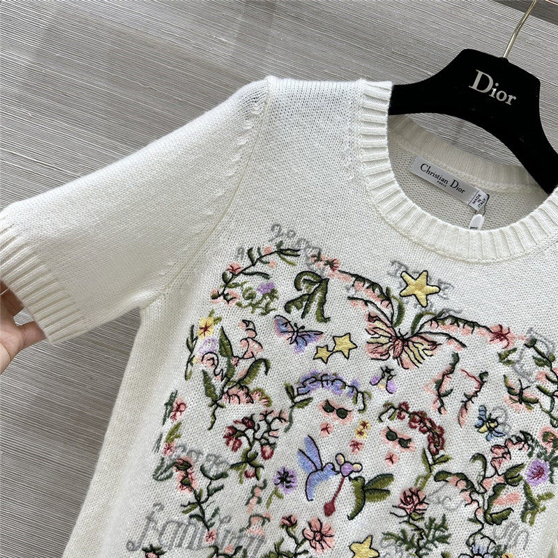 D10r multicolor short sleeve knit top white