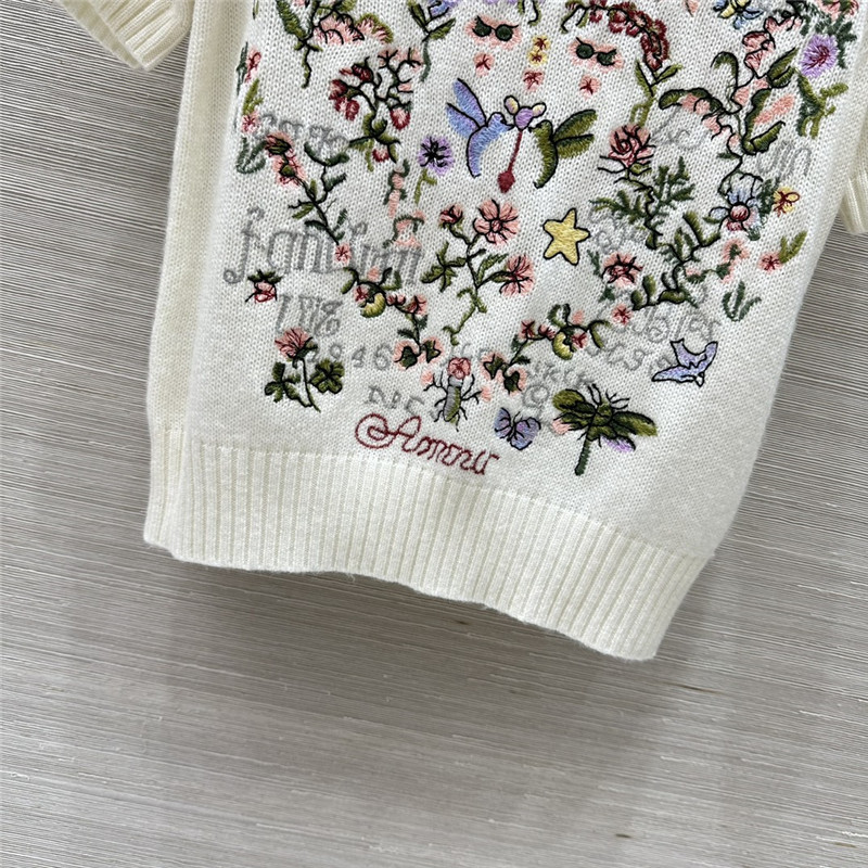 D10r multicolor short sleeve knit top white