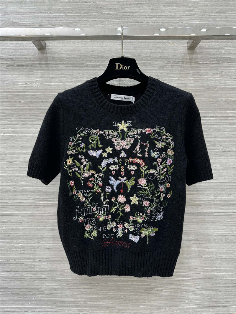 D10r multicolor short sleeve knit top black