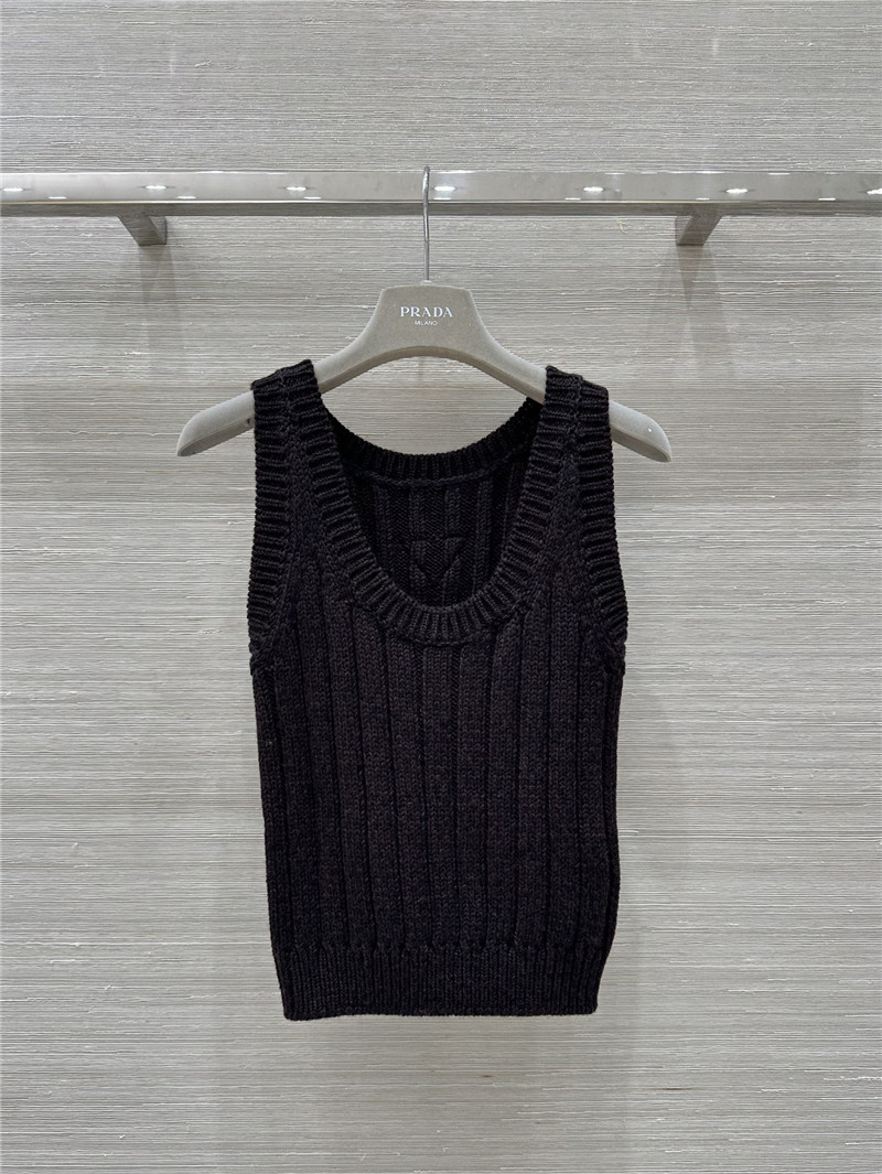 Pra*a logo wool vest top black