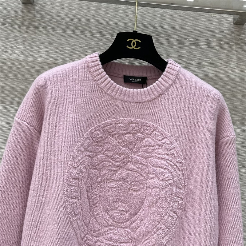 Versace Medusa Wool-Blend Sweater in Pink