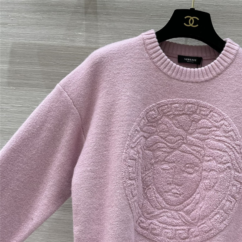 Versace Medusa Wool-Blend Sweater in Pink