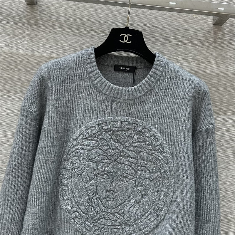 Versace Medusa Wool-Blend Sweater Grey