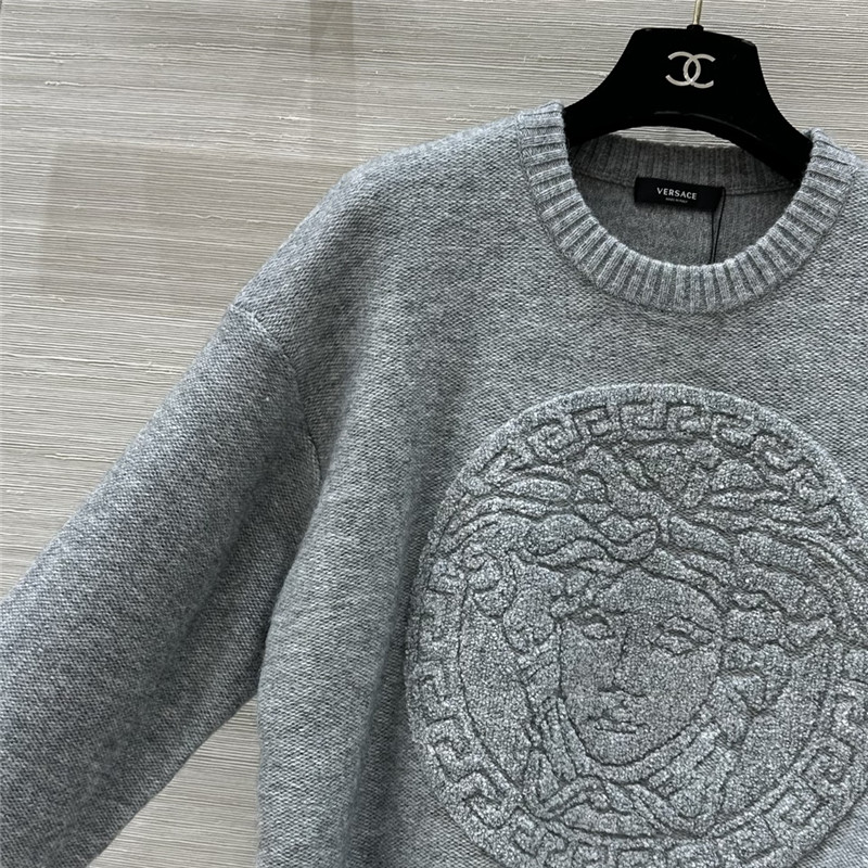 Versace Medusa Wool-Blend Sweater Grey