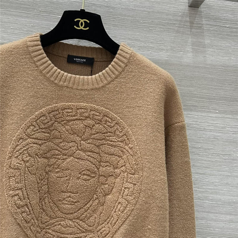 Versace Medusa Wool-Blend Sweater Beige