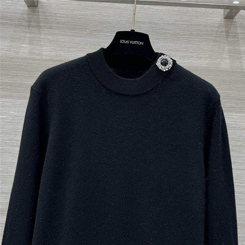 LV Pin Cashmere Sweater in Black