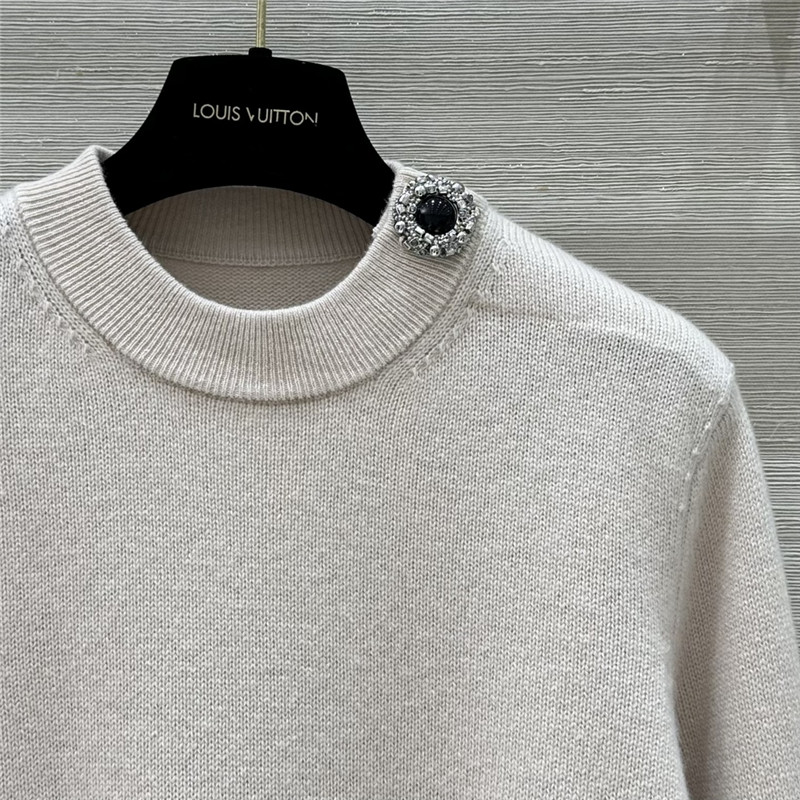 LV Pin Cashmere Sweater Off-White