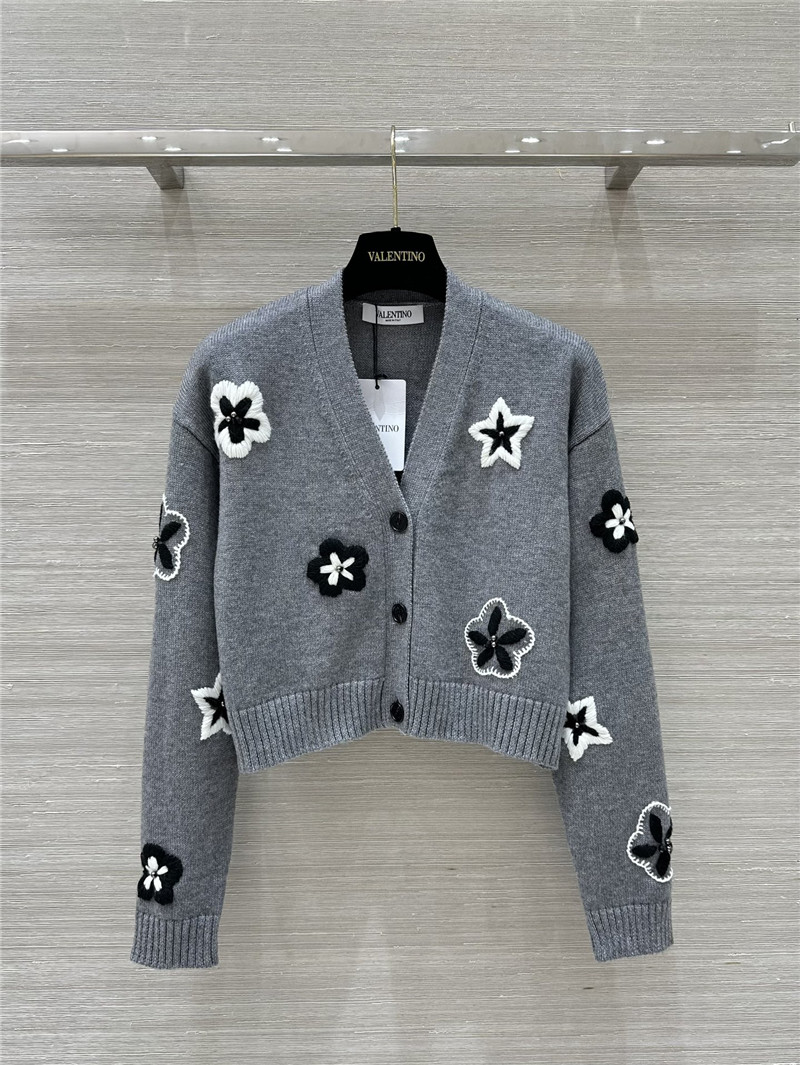 Va1e*ntin0 cropped floral cardigan grey