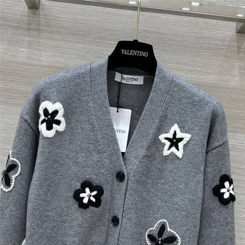 Va1e*ntin0 cropped floral cardigan grey