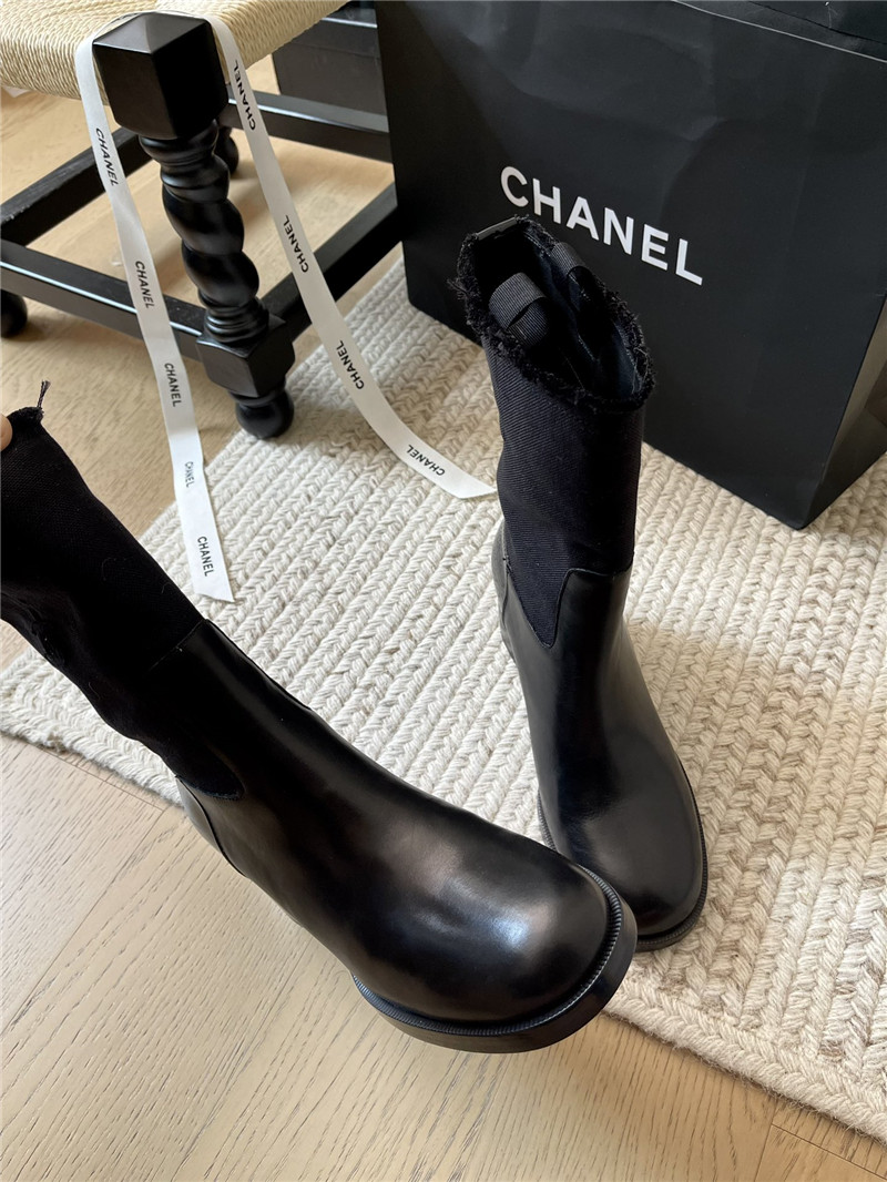 Ch**el black calfskin mid calf boots