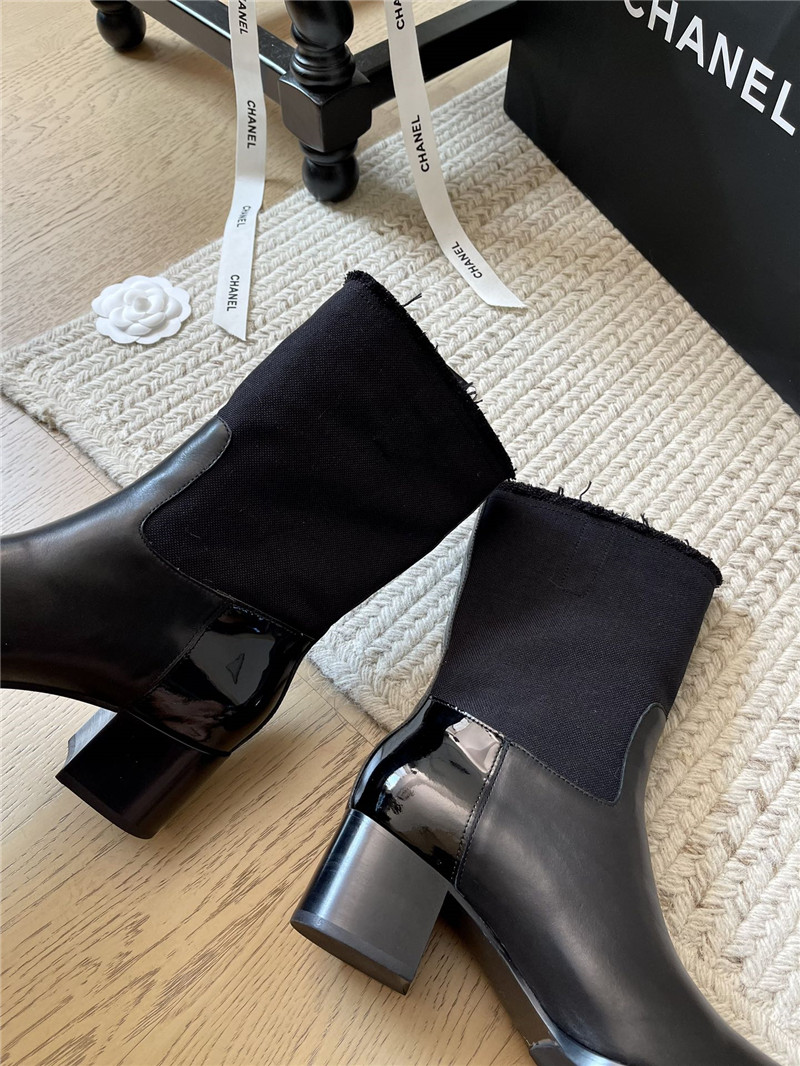 Ch**el black calfskin mid calf boots