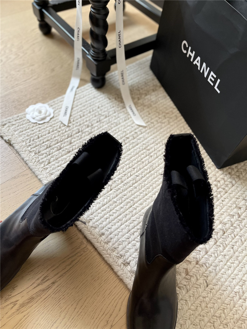 Ch**el black calfskin mid calf boots