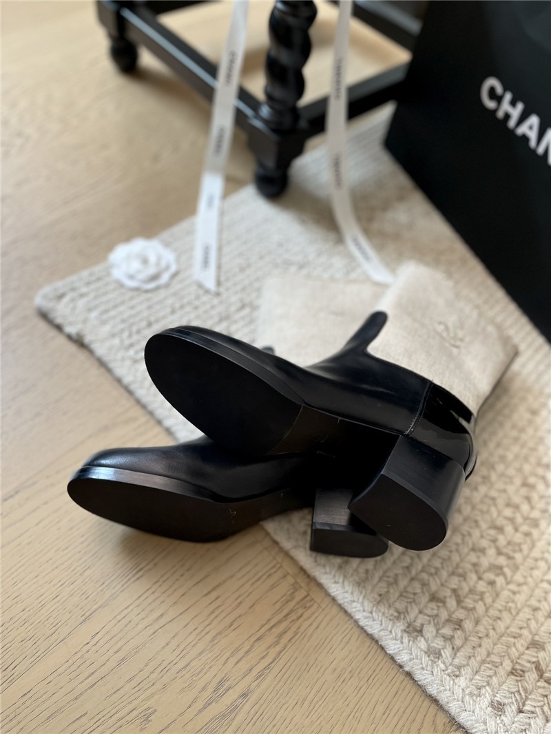 Ch**el beige calfskin mid calf boots