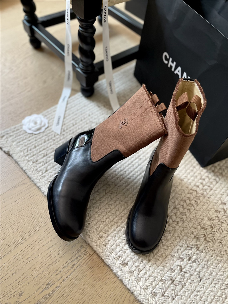 Ch**el calfskin logo mid calf boots