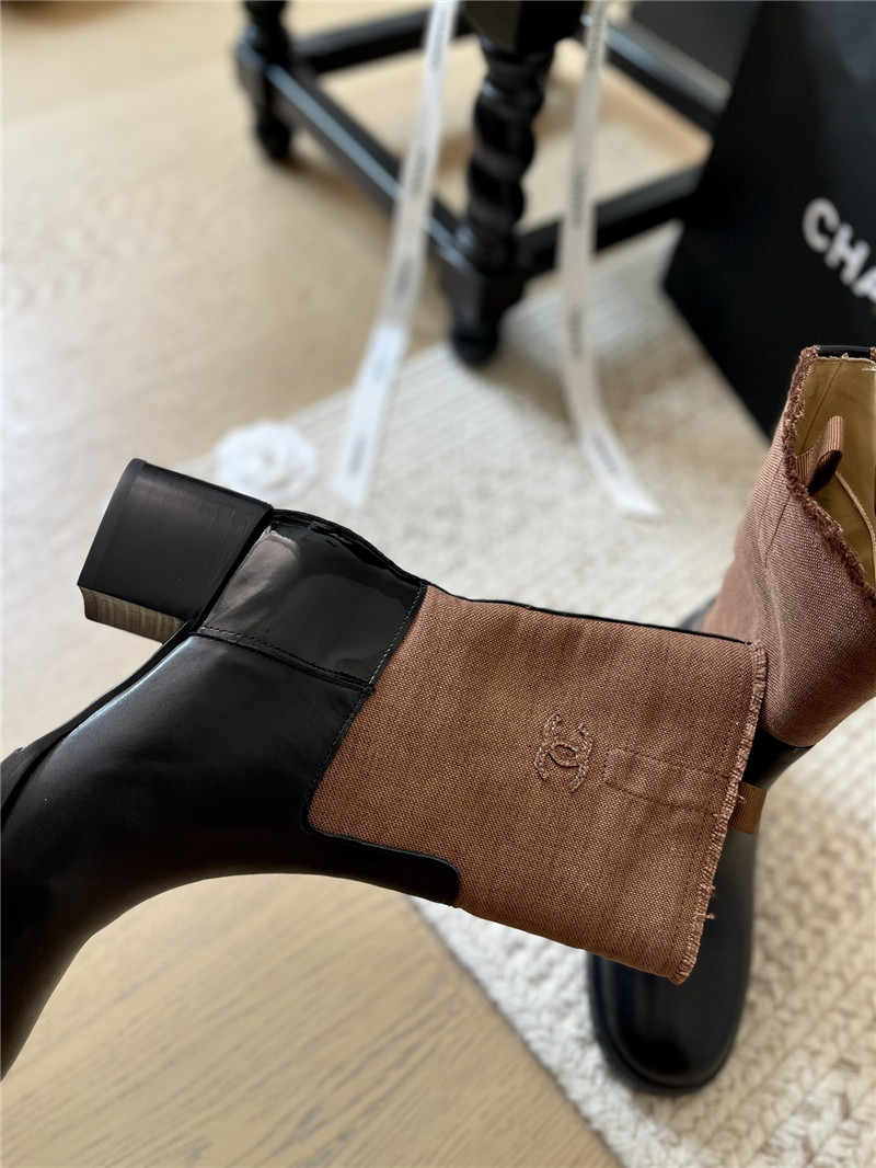 Ch**el calfskin logo mid calf boots