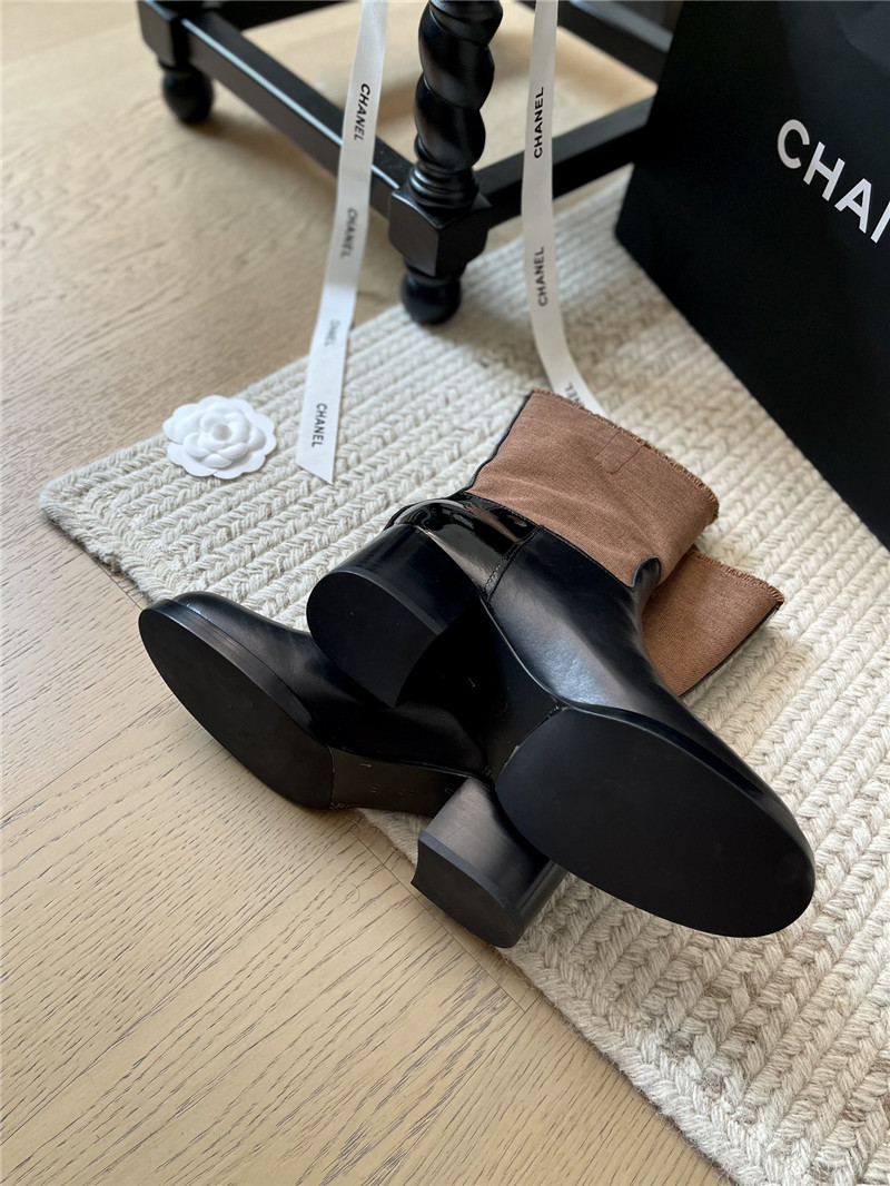 Ch**el calfskin logo mid calf boots