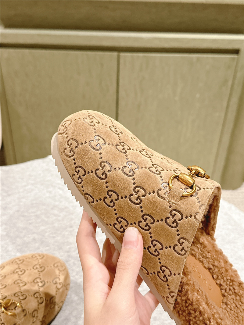 Gvc*1 wool horsebit mule in brown gg suede