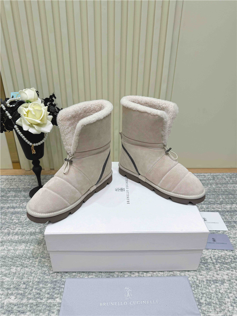 BC Beige Suede Leather Snow Boots
