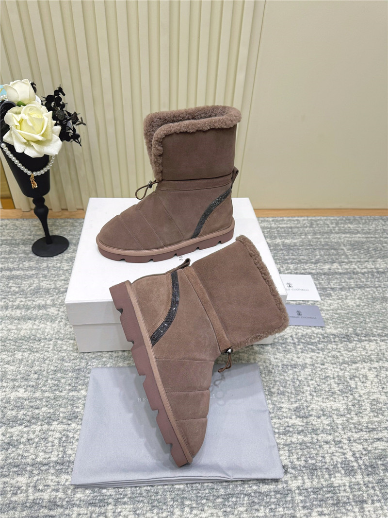 BC Suede Wool Snow Boots Brown