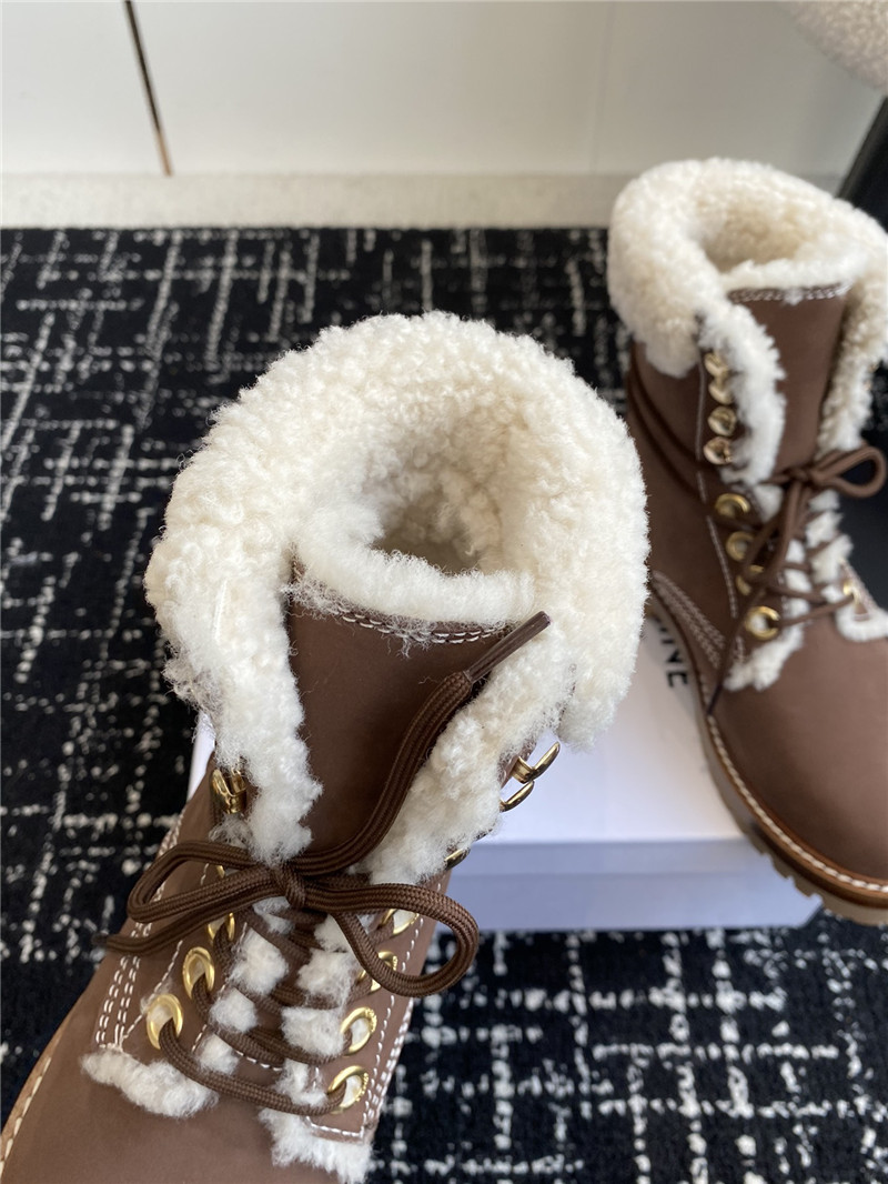 Ce1i*e kurt lace-up calfskin mid boot in brown