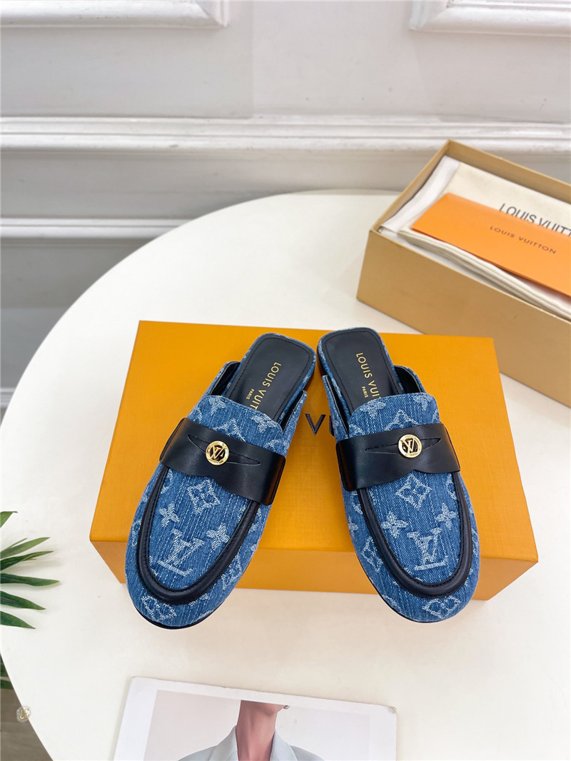 LV Soho Open Back Loafers Monogram Canvas