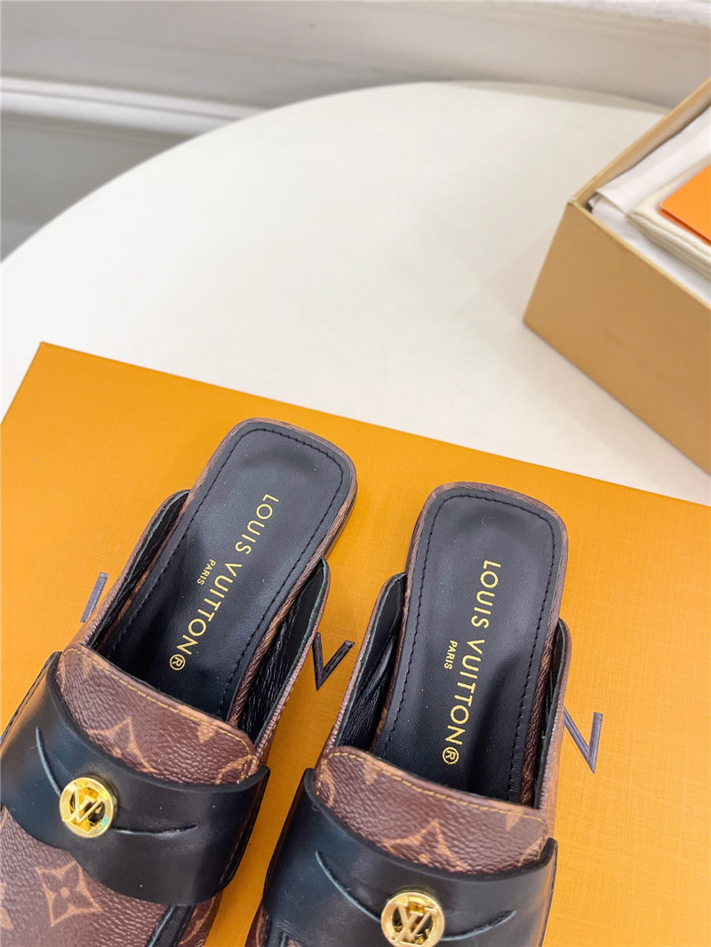 LV Soho Open Back Loafers Monogram Leather