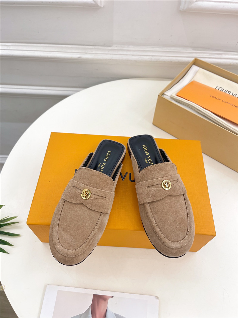 LV Soho Open Back Loafers Quartz Suede