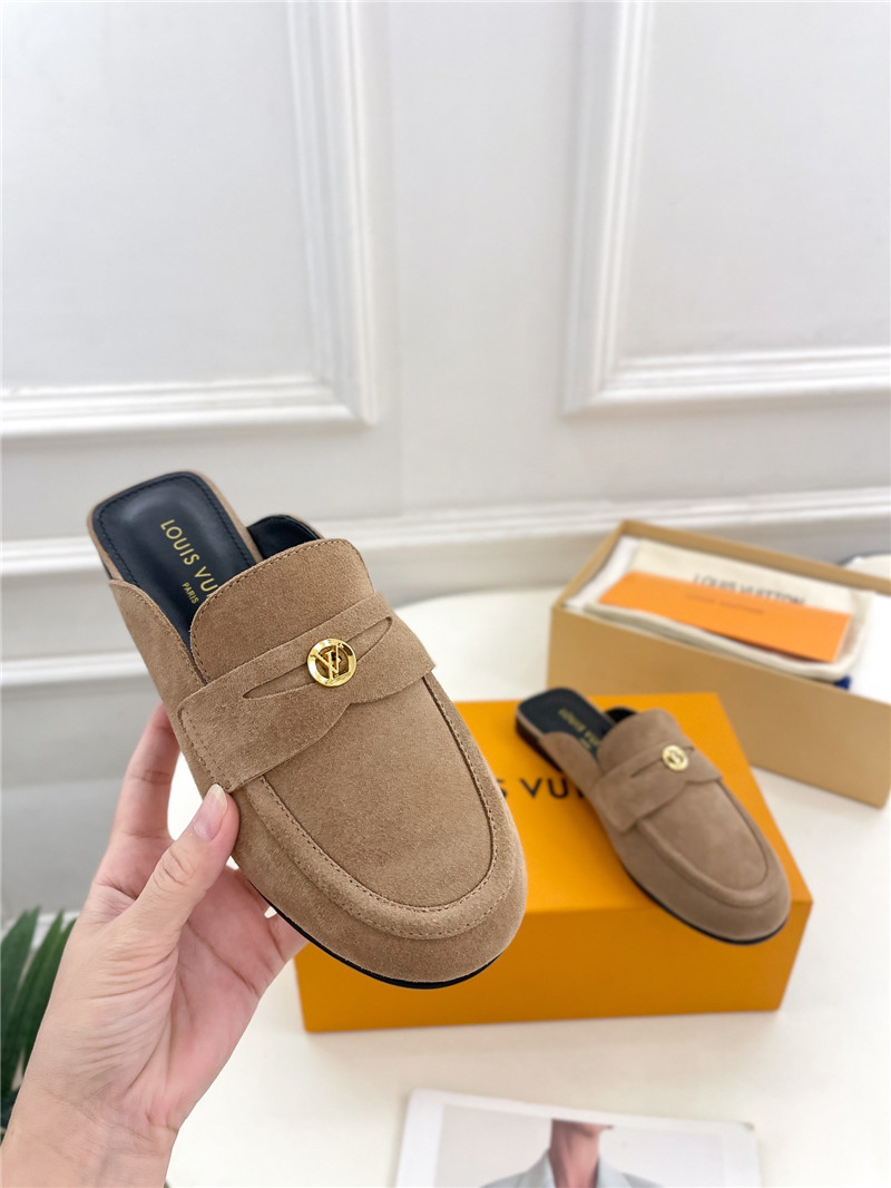 LV Soho Open Back Loafers Quartz Suede