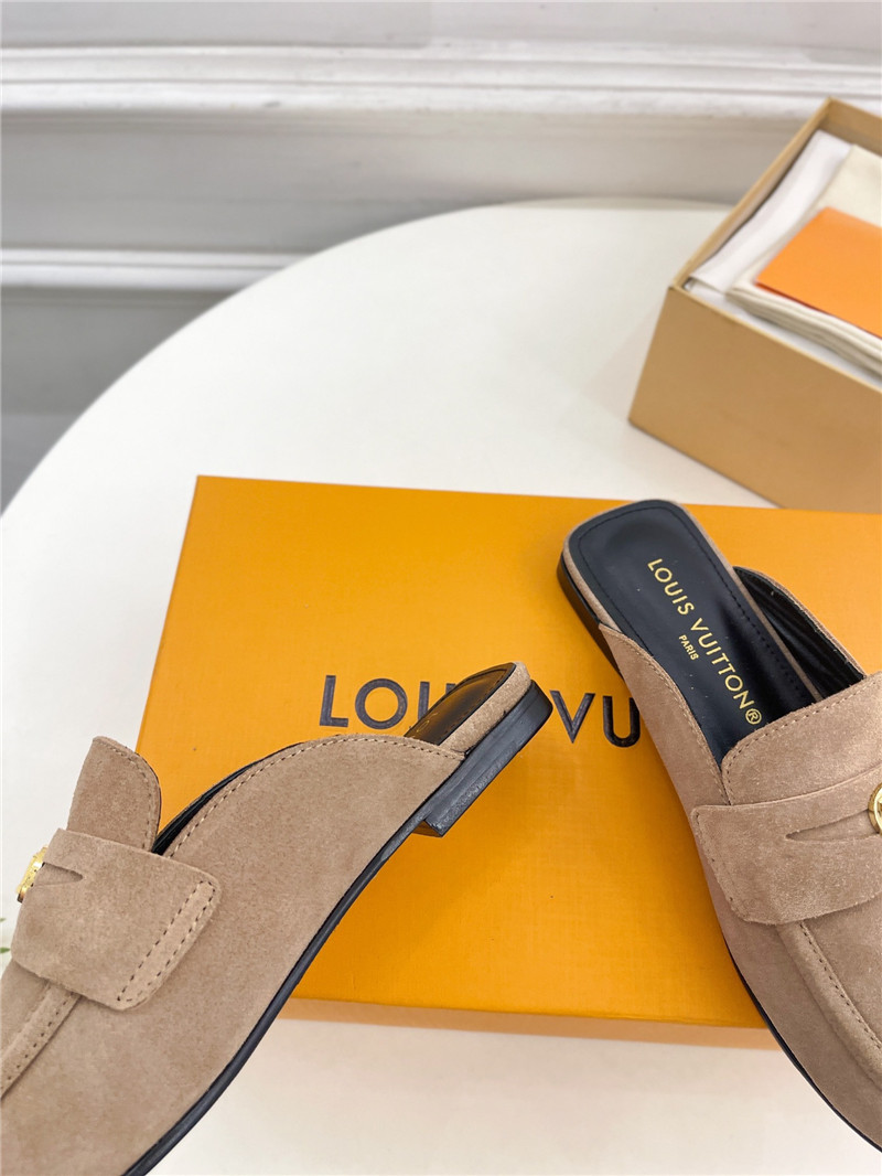 LV Soho Open Back Loafers Quartz Suede