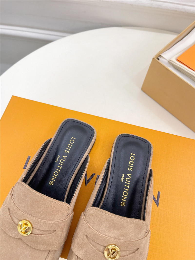 LV Soho Open Back Loafers Quartz Suede