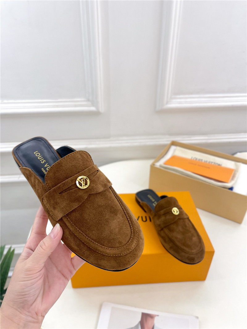 LV Soho Open Back Loafers Brown Suede