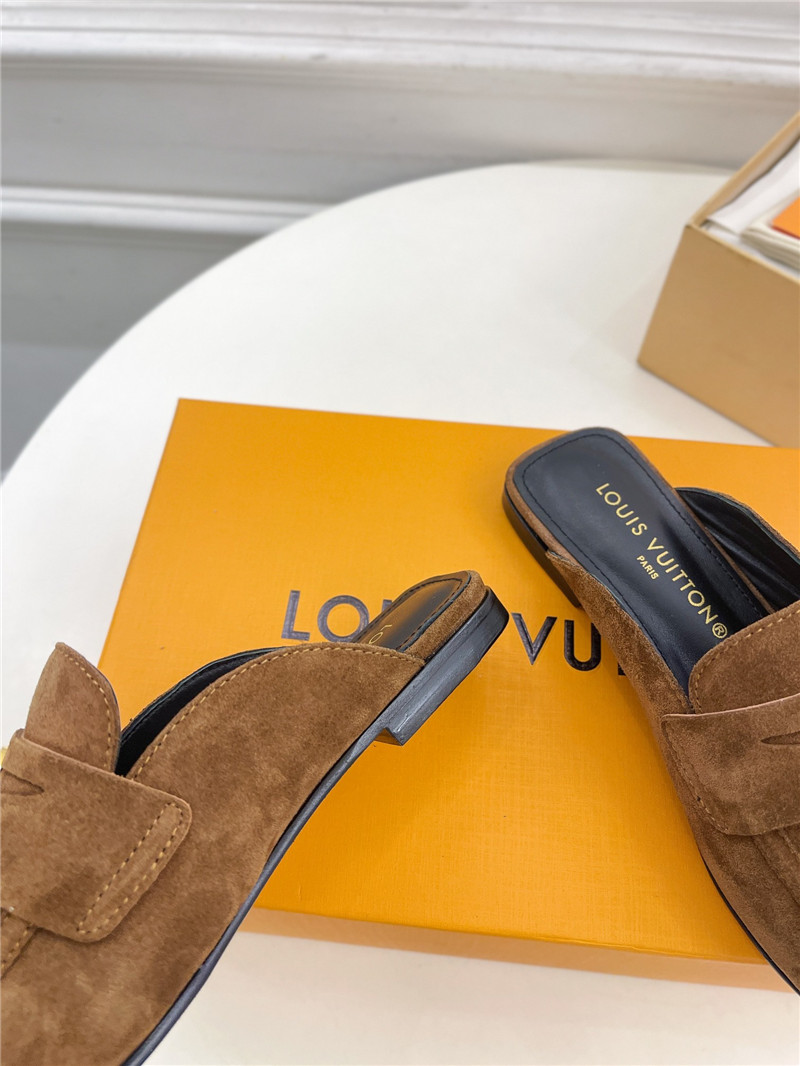 LV Soho Open Back Loafers Brown Suede