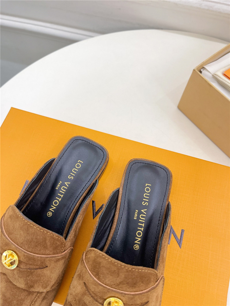 LV Soho Open Back Loafers Brown Suede
