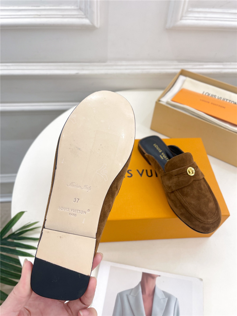 LV Soho Open Back Loafers Brown Suede