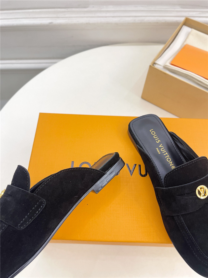 LV Soho Open Back Loafers Black Suede
