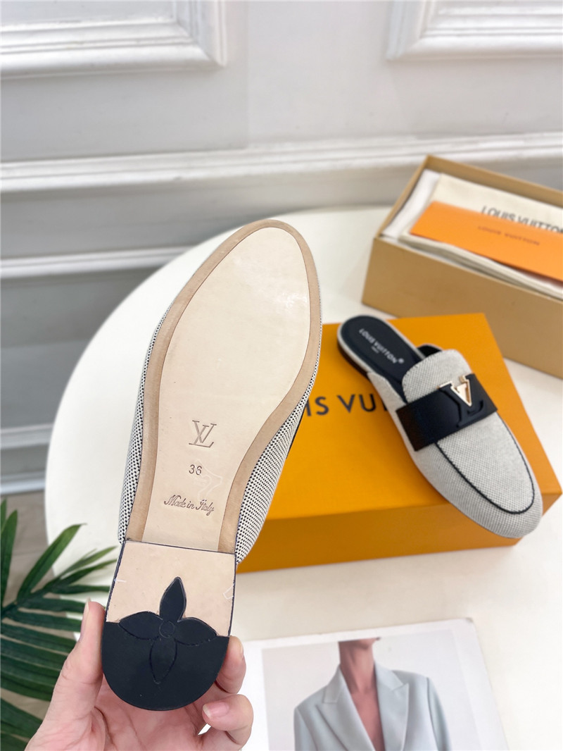 LV Capri Open Back Loafers Bicolor Canvas Navy