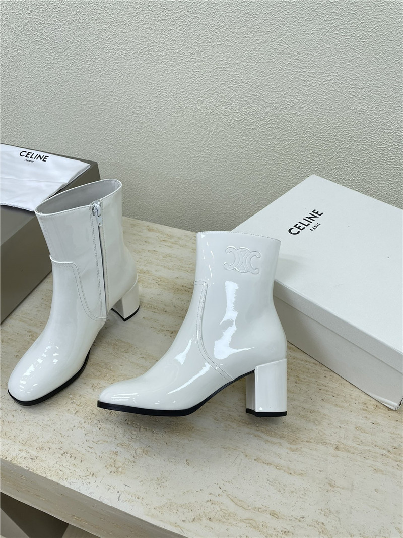 Ce1i*e white patent leather ankle boots