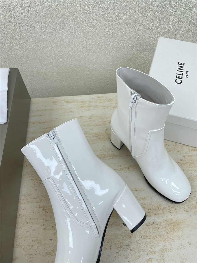 Ce1i*e white patent leather ankle boots