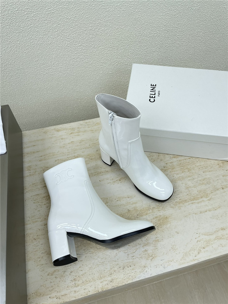 Ce1i*e white patent leather ankle boots
